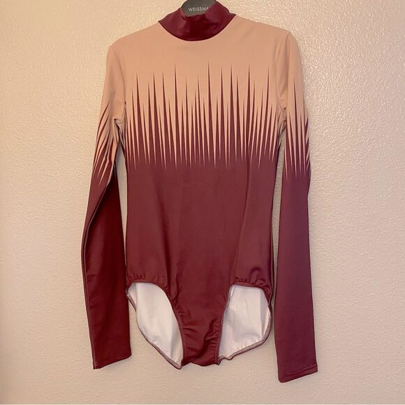 WEISSMAN Balera Dance Burgundy red Fierce Long Sleeve Leotard PL10477 MA - Picture 2 of 12